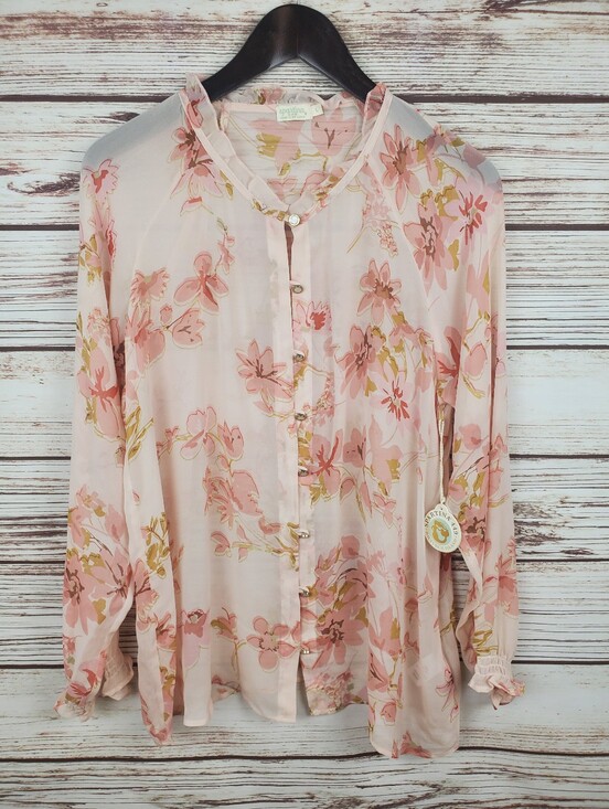Spartina 449 Tops - NWT Spartina 449 Womens Large 100% Silk Floral Sleer Button Down Blouse Top
